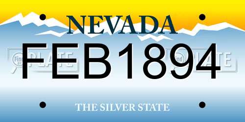 FEB1894 Nevada License Plate