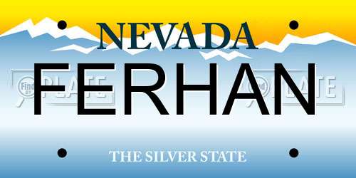 FERHAN Nevada License Plate
