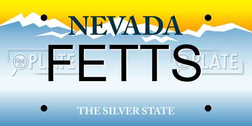 FETTS Nevada License Plate