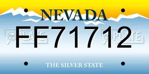 FF71712 Nevada License Plate