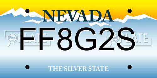 FF8G2S Nevada License Plate