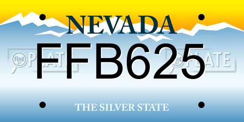 FFB625 Nevada License Plate