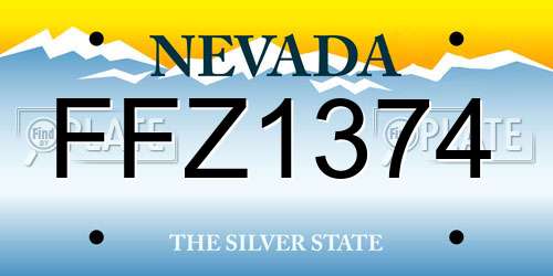 FFZ1374 Nevada License Plate