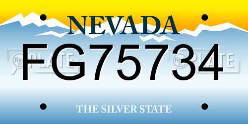 FG75734 Nevada License Plate