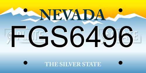 FGS6496 Nevada License Plate