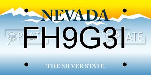 FH9G3I Nevada License Plate