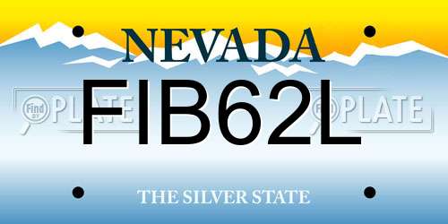 FIB62L Nevada License Plate