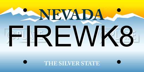 FIREWK8 Nevada License Plate
