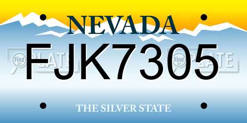 FJK7305 Nevada License Plate