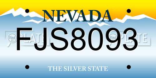 FJS8093 Nevada License Plate