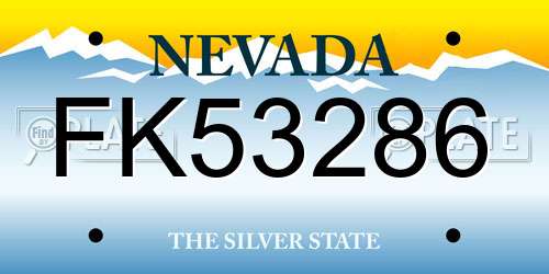 FK53286 Nevada License Plate