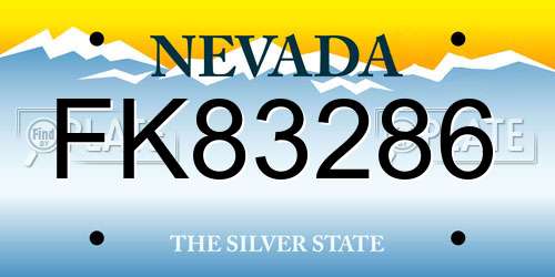 FK83286 Nevada License Plate