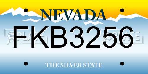 FKB3256 Nevada License Plate
