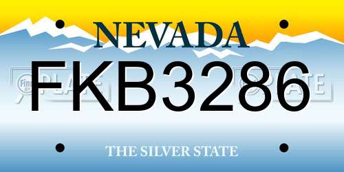 FKB3286 Nevada License Plate