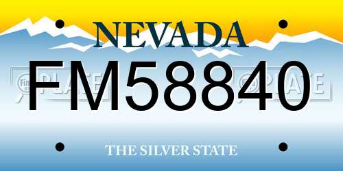 FM58840 Nevada License Plate