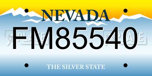 FM85540 Nevada License Plate