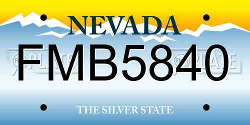 FMB5840 Nevada License Plate