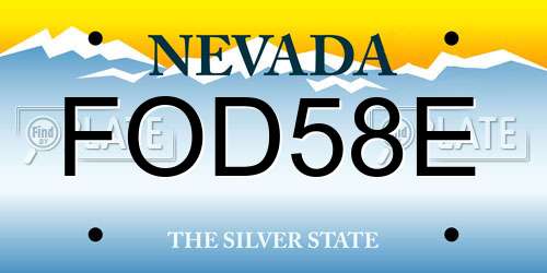 FOD58E Nevada License Plate