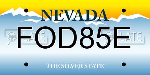FOD85E Nevada License Plate