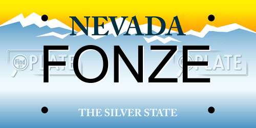 FONZE Nevada License Plate