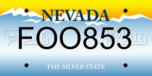 FOO853 Nevada License Plate