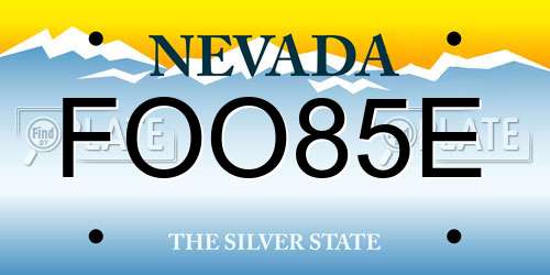 FOO85E Nevada License Plate