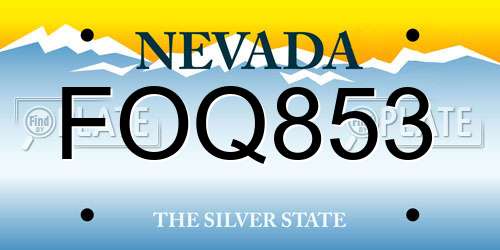 FOQ853 Nevada License Plate