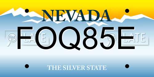 FOQ85E Nevada License Plate