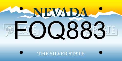FOQ883 Nevada License Plate