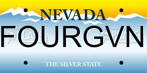 FOURGVN Nevada License Plate