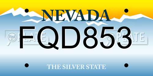 FQD853 Nevada License Plate