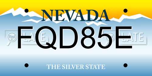 FQD85E Nevada License Plate