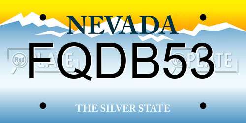 FQDB53 Nevada License Plate