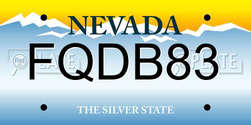 FQDB83 Nevada License Plate