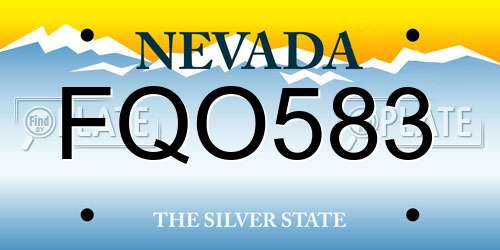 FQO583 Nevada License Plate