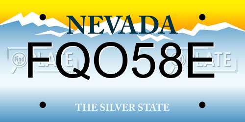 FQO58E Nevada License Plate