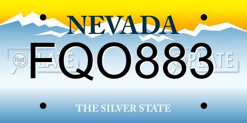 FQO883 Nevada License Plate