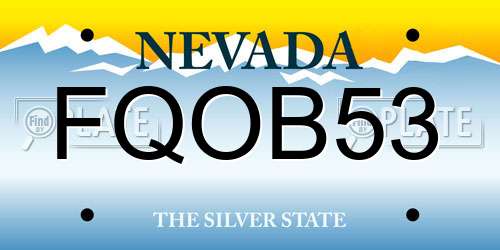 FQOB53 Nevada License Plate