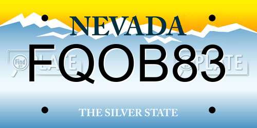 FQOB83 Nevada License Plate