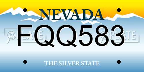 FQQ583 Nevada License Plate