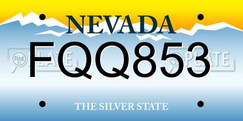 FQQ853 Nevada License Plate