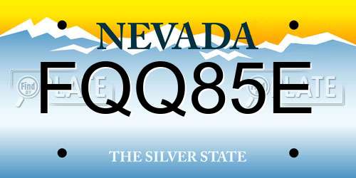 FQQ85E Nevada License Plate