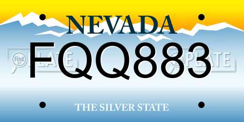 FQQ883 Nevada License Plate