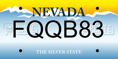 FQQB83 Nevada License Plate