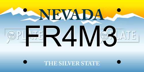 FR4M3 Nevada License Plate