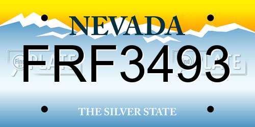 FRF3493 Nevada License Plate