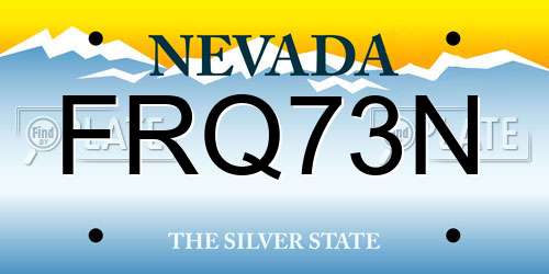 FRQ73N Nevada License Plate