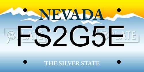FS2G5E Nevada License Plate
