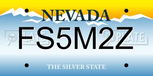 FS5M2Z Nevada License Plate