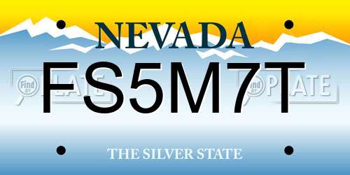 FS5M7T Nevada License Plate